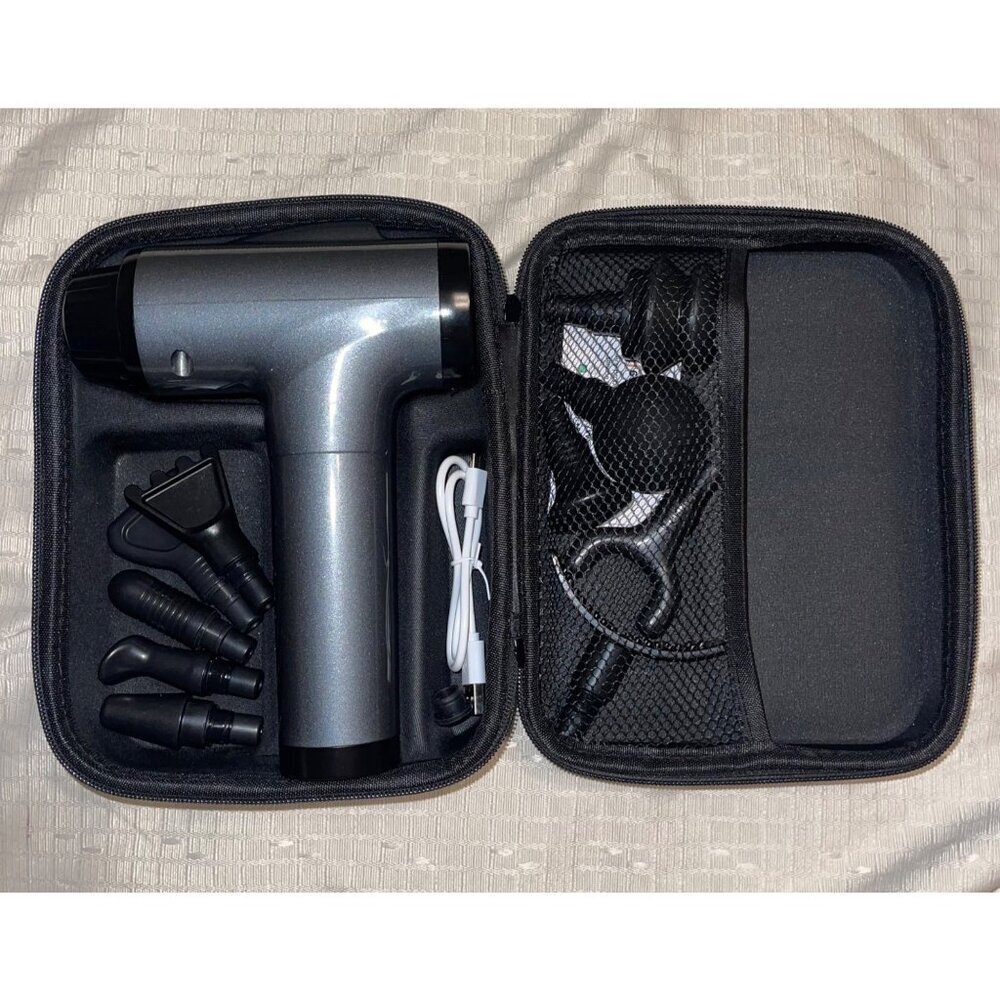Portable Silver Massage Gun with Carrying Case